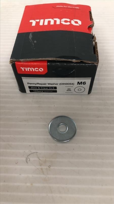Timco Penny/Repair Washers Zinc M6 20mm WP620Z - Box of 100