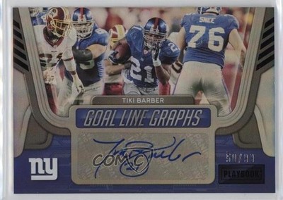 2022 Panini Playbook Goal Line Graphs 50/99 Tiki Barber #GLG-TB Auto 0c3