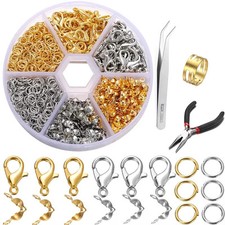 Jewelry Making Kit with Jump Rings Lobster Clasps End Crimps for DIY Bracelet
