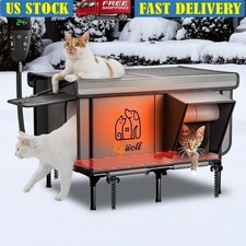 Heated Waterproof Cat House Outdoor Shelter W/ Remote Control Outdoor Cats New