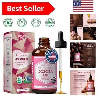 Revitalizing Organic Jojoba Oil 4 oz - Cold Pressed & Unrefined for Skin, Hair