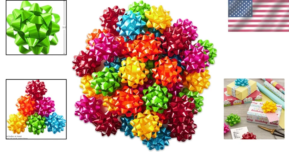 Shiny Metallic Bright Gift Bows - 36 Pack for Weddings and Holidays - Image 2 of 4