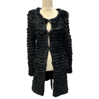 Adrienne Landau Black Fur Cardigan Size S - Image 1 of 4