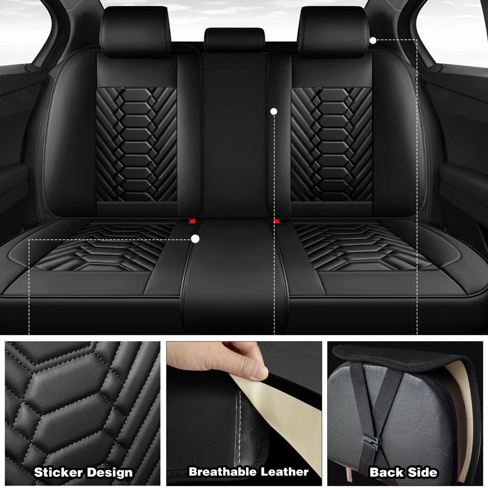 For Acura TLX RDX MDX ILX TSX ZDX Car Seat Cover Leather Front Rear: 5-Seat - Image 3 of 4