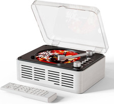 CD Player with Bluetooth Transmitter, Nostalgic Retro Wood Music Player, Built-I