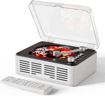 CD Player with Bluetooth Transmitter, Nostalgic Retro Wood Music Player, Built-I