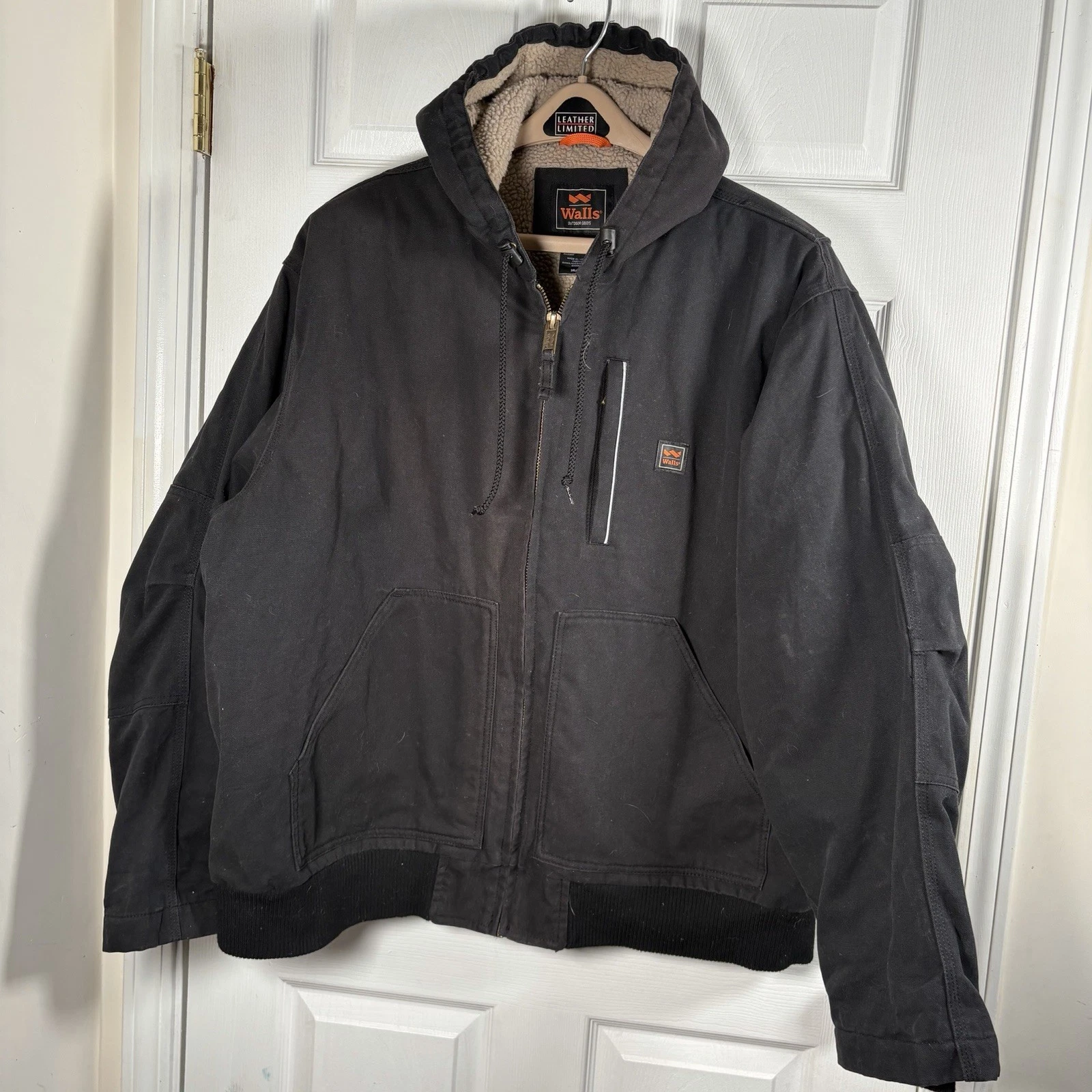 Walls Sherpa Lined Jacket Mens 3XL Black Hooded Workwear Heavy Canvas Zip
Opens in a new window or t