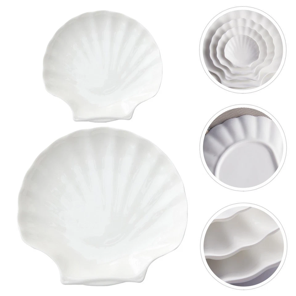 2Pcs Multi-function Food Plates Shell-shaped Food Trays Delicate Dessert Plates