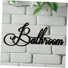 Metal Bathroom Sign, Farmhouse Wall Art Decor, Black Metal Cut Out Bathroom 