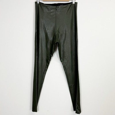 Commando Leggings Womens XL Green Faux Leather Stretch Pants