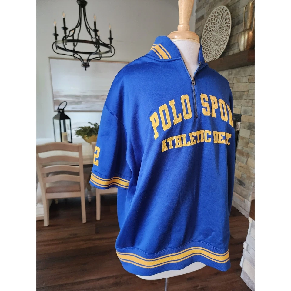 Винтажный Y2K Polo Sport четверть молнии разминка Джерси Ralph Lauren #22 RL двойной - Изображение 2 из 4