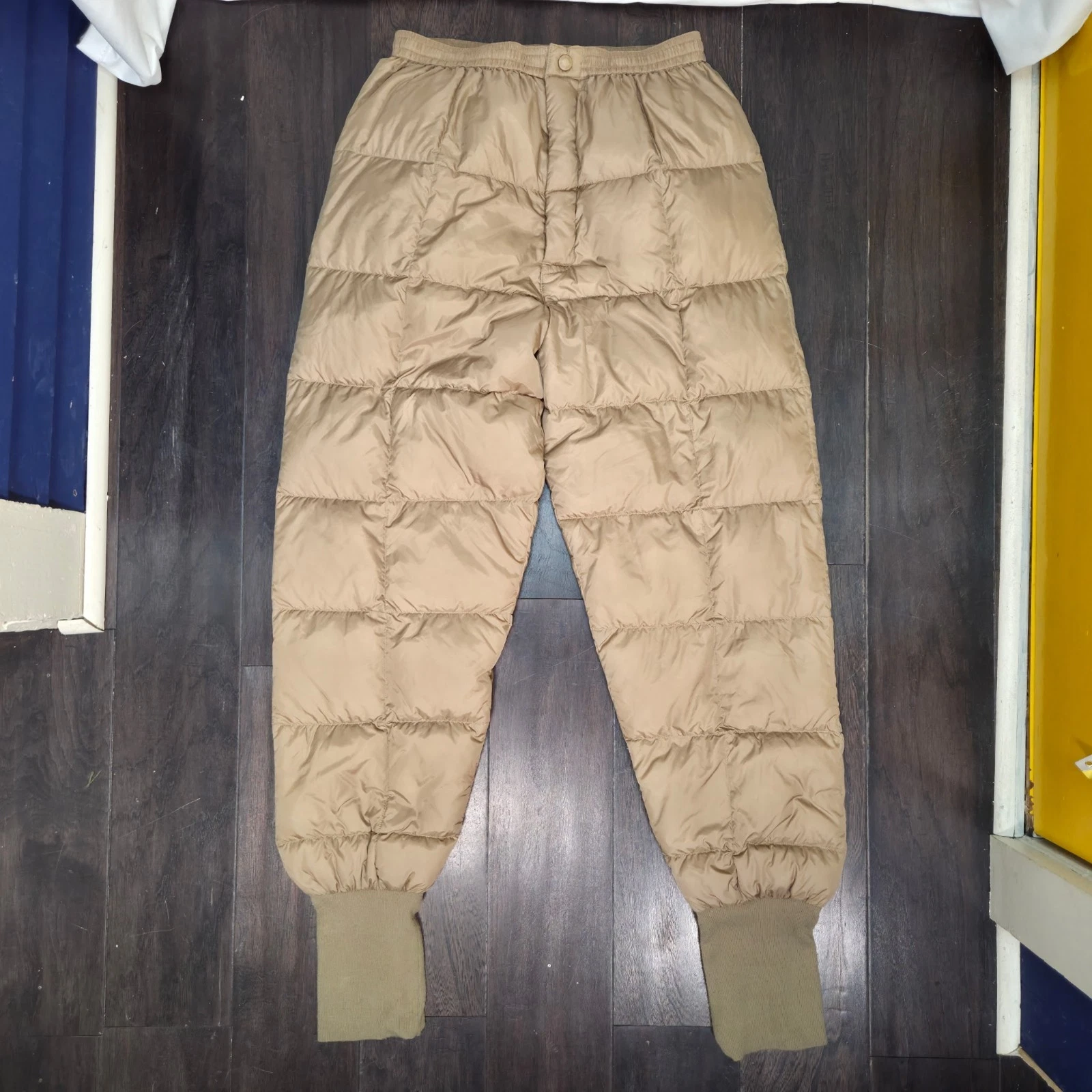 Cabelas Men’s L Northern Goose Down Pants Quilt Puffer Cuff BaseLayer Hunt Ski