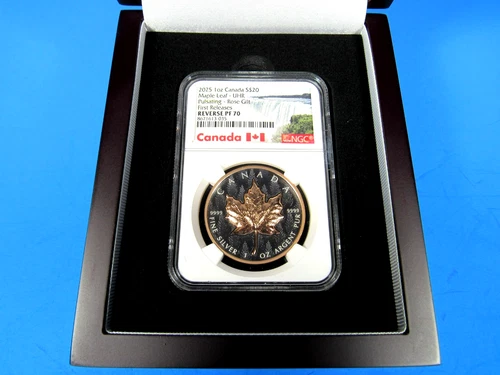 2025  Canada , Maple Leaf,  Pulsating,  UHR,  Rose Gold Guilt   NGC RP 70   FR