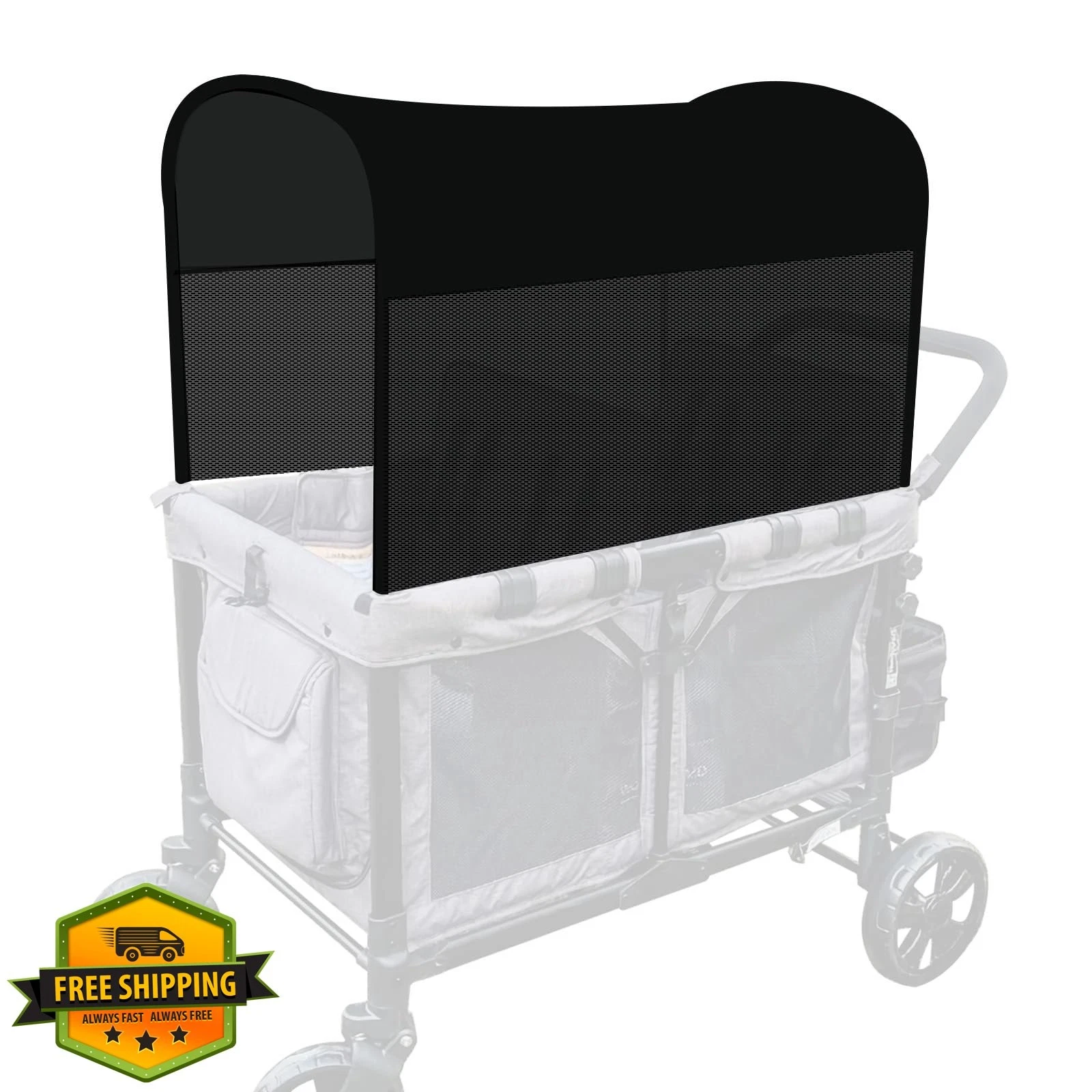LUAATT Wonderfold Stroller Wagon Canopy UPF50+ Black Mesh Windows