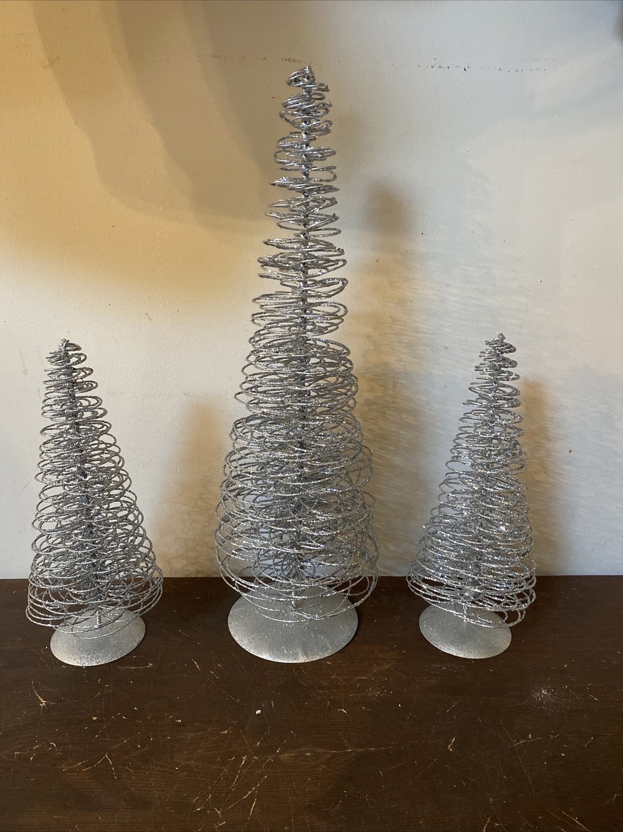 クレートアンドバレル　ツリー Crate and Barrel Wire Christmas 3 Trees Silver Glitter