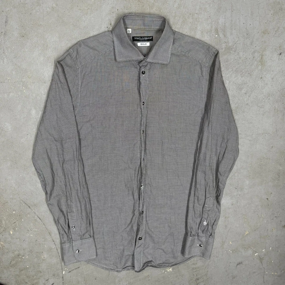 Camisa de Vestir Dolce & Gabbana Dorada Calce Ajustado Texturizada Italia 39 15 1/2 Mediana Foto 2 de 4