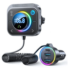 Bluetooth 5.3 Car FM Transmitter Adapter 2 USB PD Charger AUX TF Port Hands-Free