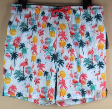 George Men's Novelty Swim Trunks 7in Inseam Frozen Aqua Flamingo Size L
