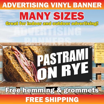 Pastrami on rye Advertising Banner Vinyl Sign Sandwich Sub Toast Burger Roll