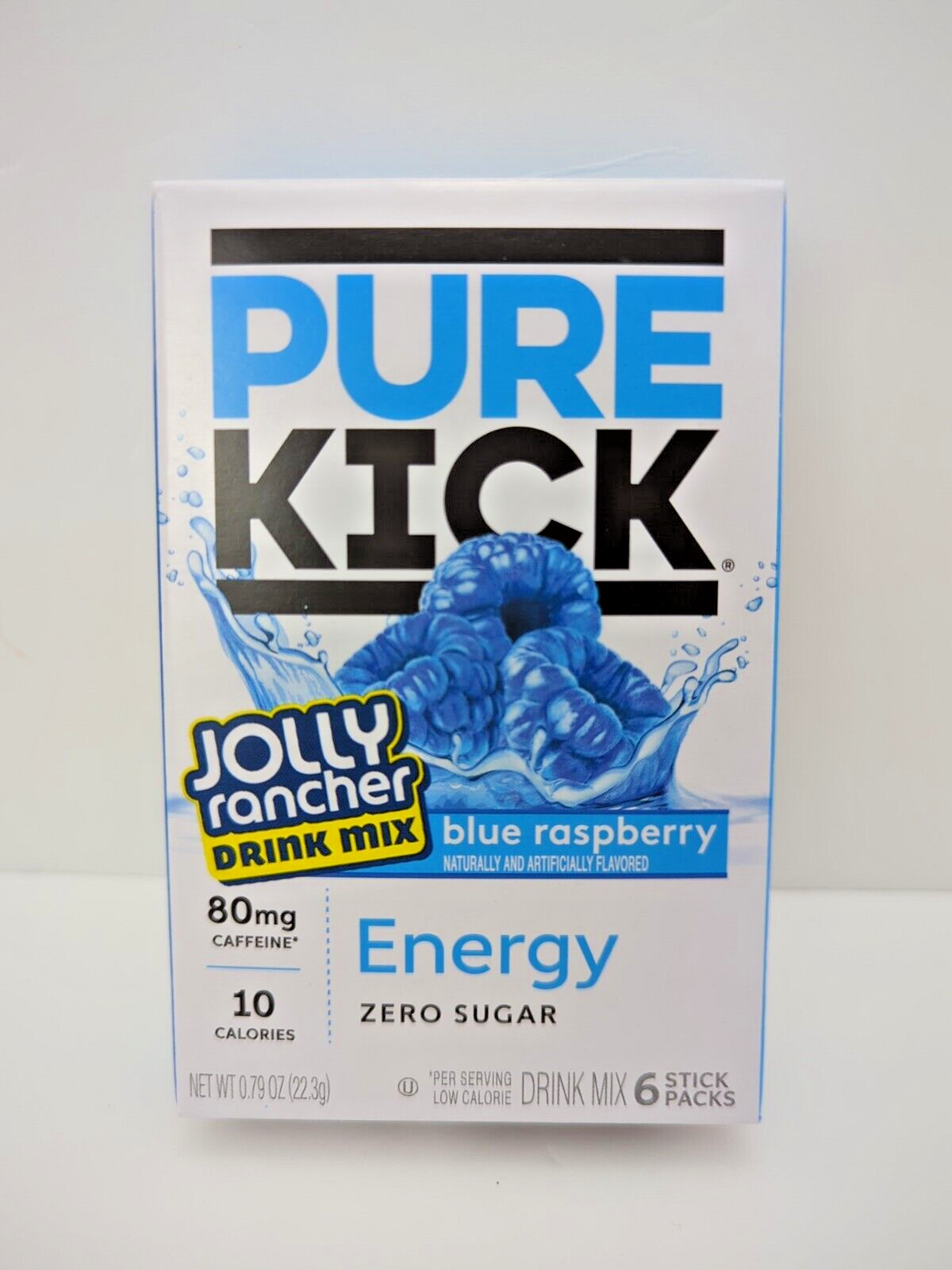 PURE KICK ENERGY BLUE RASPBERRY DRINK MIX 3 Packs 18 Drink Mix