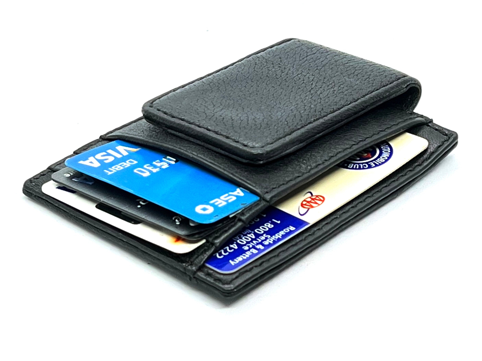 Slim RFID-Blocking Genuine Leather Men's Wallet with Magnetic Money Clip for Front Pocket
