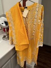 NEW Pakistani/ Indian style Kurti with Dupatta in Yellow Color Agha Noor 