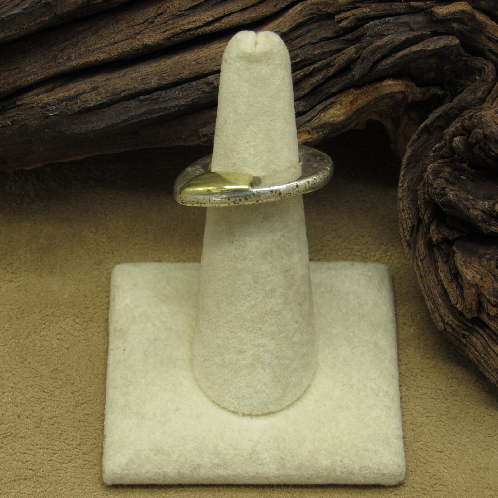 Sterling Silver and Brass Stackable Ring Size 5 - image 1