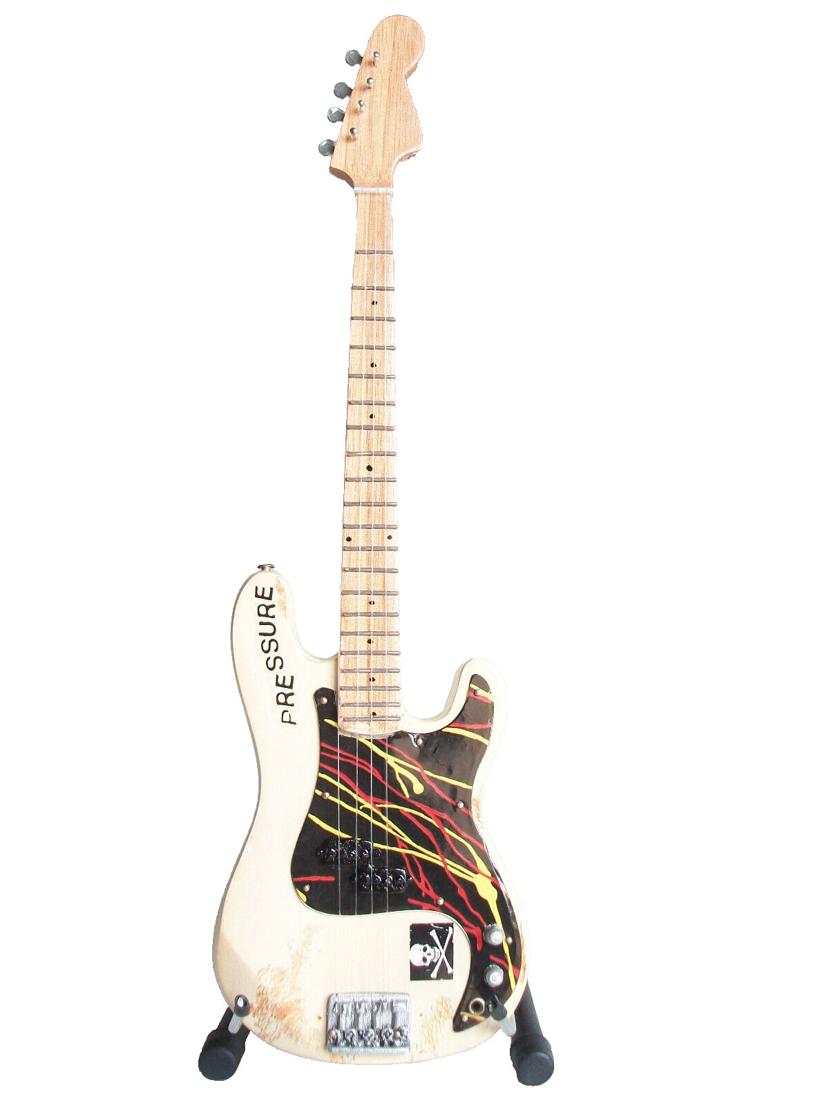 Guitare basse miniature P Bass Paul Simonon deco studio musique bois 24cm