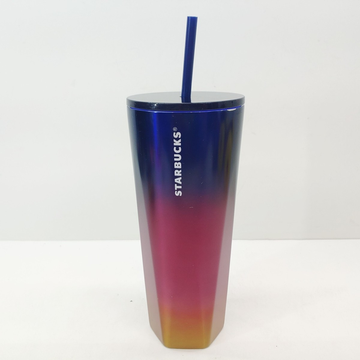 Starbucks 24 oz Orange Pink Blue Gradient Stainless Steel Tumbler