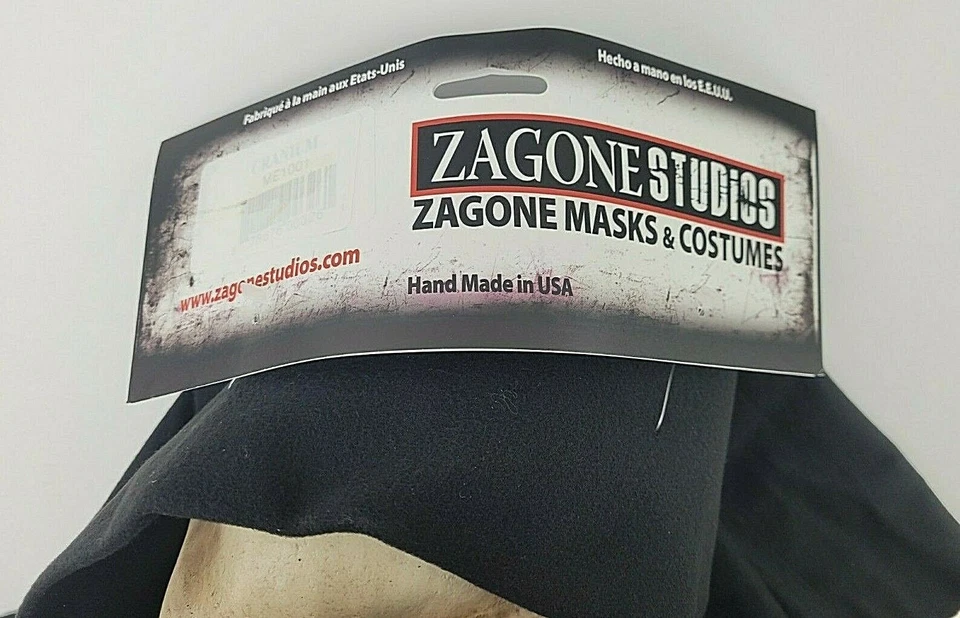 Zagone Studios Cranium Half Skull Black Hood Adult Latex Halloween Mask - Image 3 of 3