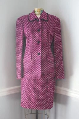 LUXUS COUTURE ESCADA BLAZER black perl Boucle tweed pink 40/42 Janker Trachtkaro - Bild 1 von 4