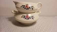 Vintage Homer Laughlin Trellis Creamer, Sugar Bowl Stackable Rare