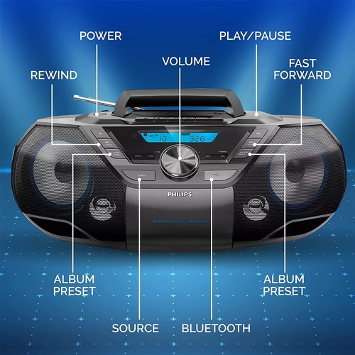 Philips Portable Cassette CD Player Boombox Bluetooth. Radio/USB / MP3/ AUX - Picture 3 of 5