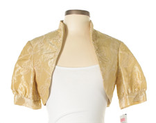 New KM Collections by Milla Bell Gold Embroidered Short Shrug Jacket Size 6/8