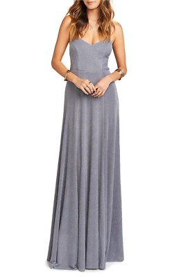Show Me Your MUMU Smoke Gray Strappy Tie Open Back A-Line Maxi Gown Dress M  6/8 | eBay