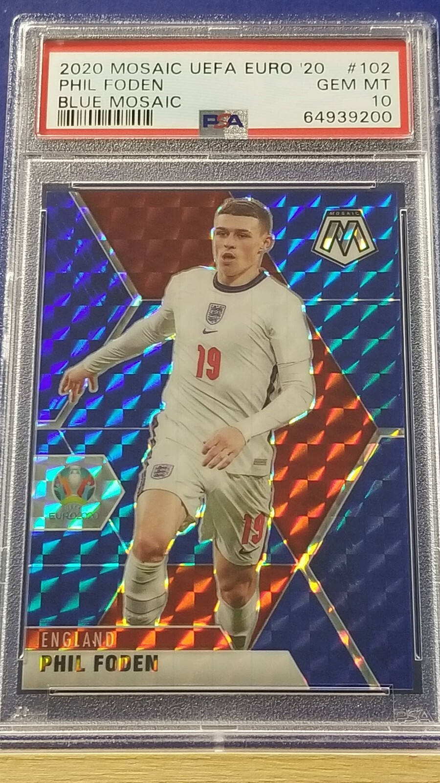Phil Foden - 2020 Panini Mosaic UEFA Euro Blue Mosaic PSA 10 #12/99
