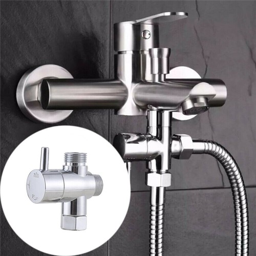 2tlg 3 Wege Dusche Kopf Umsteller Umstellventil Umschaltventil T-adapter G1/2" - Picture 9 of 12