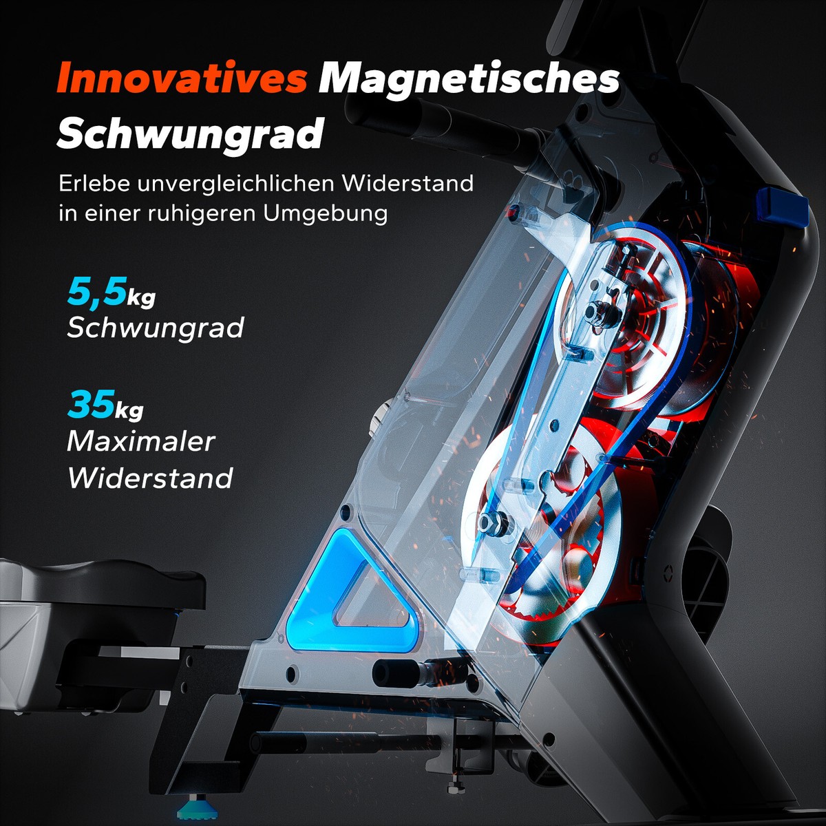 Produktbild von Faltbares Magnet-Rudergerät – 16 Widerstandsstufen & LCD-Display