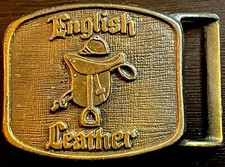 Vintage English Leather Brass Belt Buckle - Combined Shipping