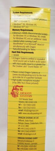 DRAGON Naturally Speaking for Teens Speech Recognition For Win 95/98 OPEN BOX - Picture 3 of 12