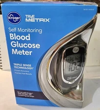 TRUE METRIX BLOOD GLUCOSE METER-W/BATTERY-CASE-LANCET DEVICE-10 FREE TEST STRIPS