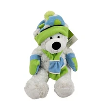 Hugfun Intl St Jude White Stuffed Animal Plush Pet Toy Green Blue Hat Scarf