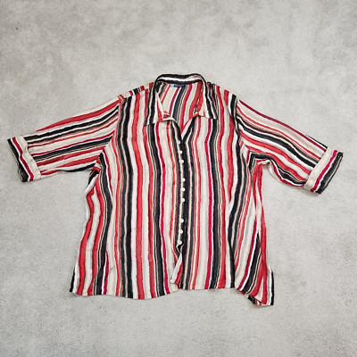 Pennington Button Up Tunic Top Shirt Dress Stripe Belt X-Large