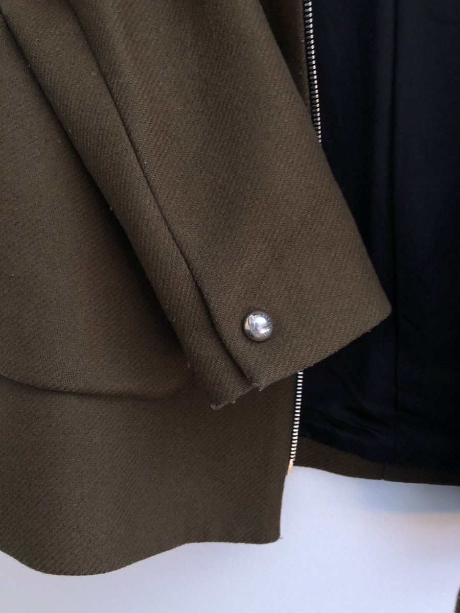 Parka Zara Vert Olive Avec Capuche à Fourrure - Taille XS Femme, Occasion Très Bon état