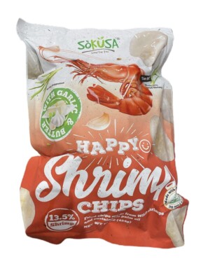 COSTCO Happy Chips with Garlic & Butter 13.5% Shrimp Family Size, 16 Oz