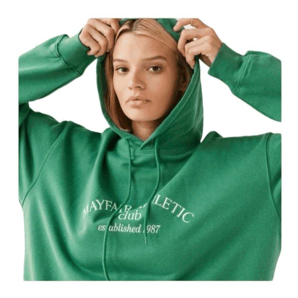 Mayfair Athletic Club Hoodie Green White Fleece Sweatshirt PullOver Sz S eBay