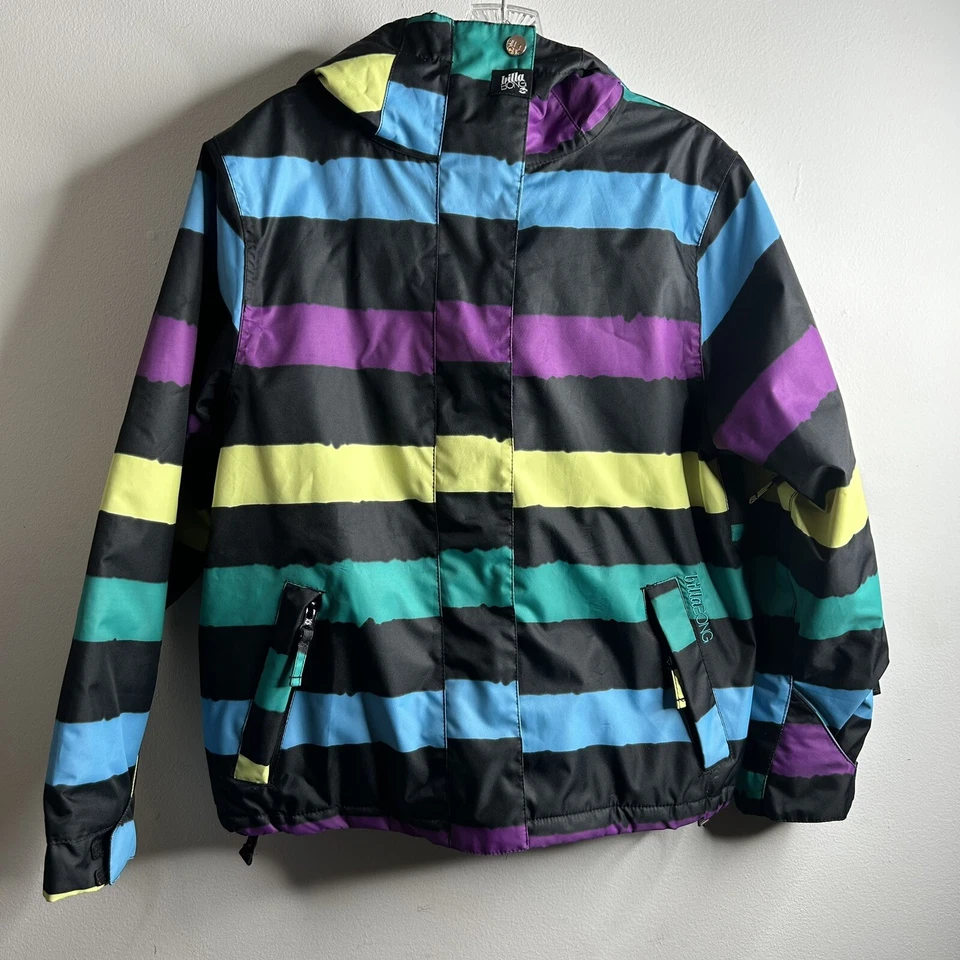 Chaqueta de esquí a rayas Billabong Caltyr niñas talla XL impermeable snowboard Foto 2 de 4