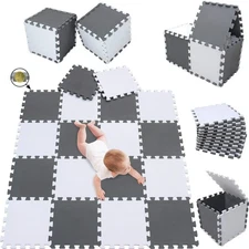Thick EVA Foam Play Mat for Kids - Interlocking Puzzle Floor Mats, 18 Pieces