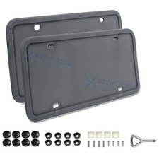 2 Pack Universal License Plate Frame Premium Silicone Rust Rattle Weather Proof