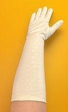 Women  s Vintage Hansen Snake Skin Patterned Below The Elbow Ivory Gloves Size 7